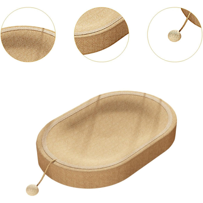 Кігтеточка для котів перфк, лежанка з картону та сизалю, гніздо-крісло, з м'ячиком (колір: коричневий)