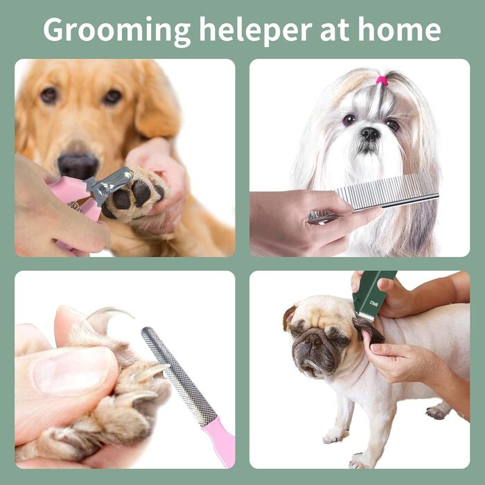 Професійний набір для догляду за шерстю домашніх тварин Cussity, водонепроникний, перезаряджається, для цуценят, кроликів, котів, зелений