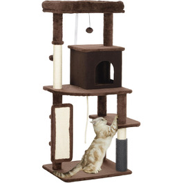 Котячий комплекс PawHut 132 см з когтеточкою, платформами, кулями та килимком, коричневий (55x44x132 см)