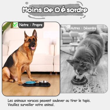 Набір мисок для собак MateeyLife 3-в-1: миска для їжі протиковзаюча, миска для води з нержавіючої сталі та силіконова підставка. Підходить для собак, котів та цуценят різних порід. Чорний колір.