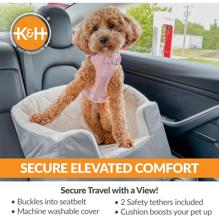 Підвищення для собак K&H Pet Products Eimer Booster з кріпленням для безпеки, сірий/кремовий, для маленьких собак