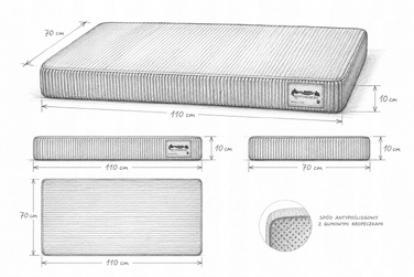Ортопедичне ліжко для собак Fimex, сіре, 70 см x 110 см