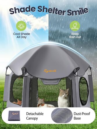 Вольєр для котів Rywell Extra Large, 3 поверхи, 5 вікон, портативний, захист від сонця та дощу, для вулиці/тераси, 145x110x110 см
