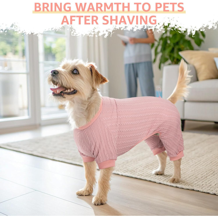 Пижама для собак SCENEREAL: теплий зимовий костюм, рожевий, розмір S (Обхват грудей 51 см)