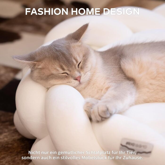 Катячий дім CheerPals 60см: зручна плетена лежанка для котів та маленьких собак, білий колір