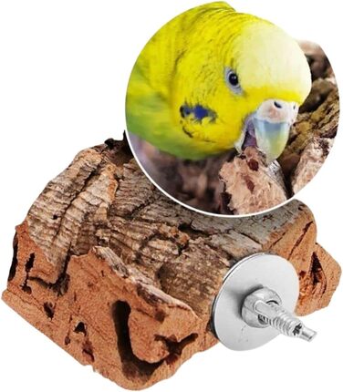 Набір Vogelgaleria 5 предметів: коркові аксесуари для хвилястих папуг — сідало, гілка, канат, камінь, сідало з дикої яблуні