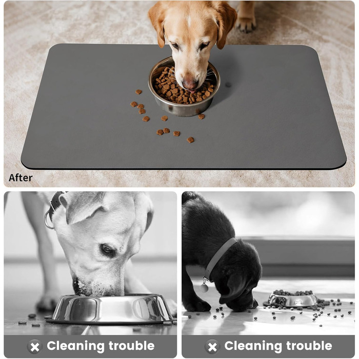 Підкладка під миску для собак та котів, нековзна, 40 x 60 см, сірий колір