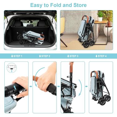 Візок для собак Joyfultails, складаний, для маленьких собак та котів до 20 кг (Блакитний)