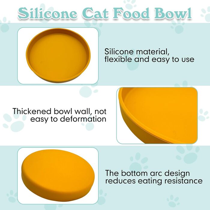 Миски для котів Apatal: силіконові, неслизькі, жовті, 2 шт. (діаметр 18 см)