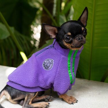 Флісова куртка для собак, тепла зимова куртка з блискавкою для маленьких цуценят, фіолетовий колір, розмір XS