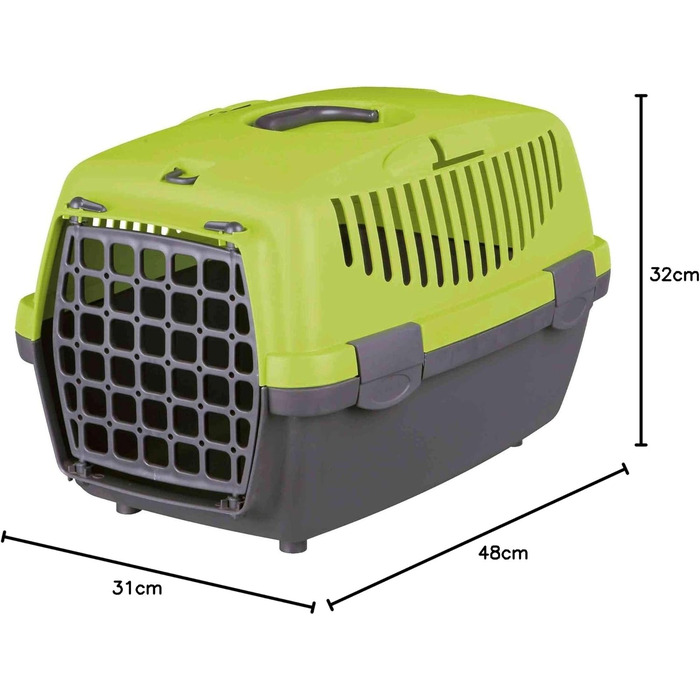 Трійзі Транспортний бокс Капрі 1, XS: 32x31x48 см, ручка для перенесення, пластик, темно-зелений/світло-зелений