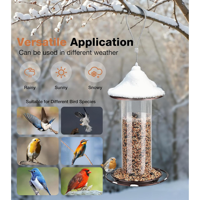Металевий годівник для птахів, підвісний, 0,36 кг - цілорічне годування, для саду та тераси