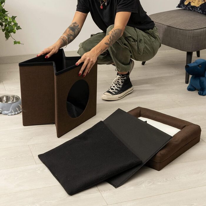 Підстилка для собак та котів Baroni Home, складана, коричнева, 38 x 38 x 42 см