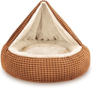 Квіткове ліжко для котів та маленьких собак Nobleza, кругле, миється, 65x58x16 см, коричневе
