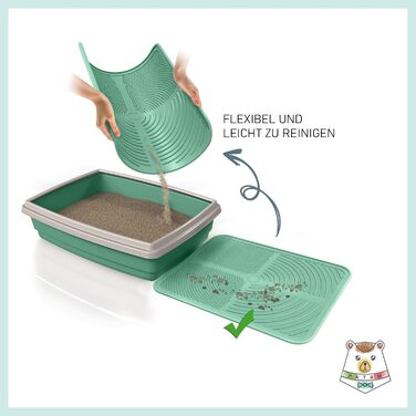 Килимок для котячого туалету з антиковзаючою поверхнею, свиняча сітка, 46x36x3 см, Made in Italy (Jolly Grün)