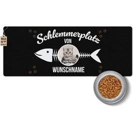 Персоналізований килимок для годування котів з ім'ям та фото - Royal Print, 80x30 см, миючий, антиковзаючий