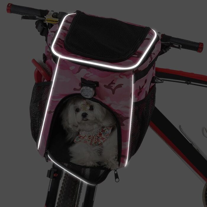 Рюкзак-переноска для тварин, велосипедний кошик для собак, водонепроникний рюкзак-переноска, дихаючий, знімний рюкзак-переноска для собак, подорожі на відкритому повітрі (Рожевий камуфляж)