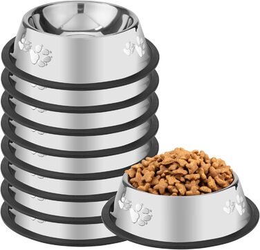Набір з 8 мисок для собак з нержавіючої сталі, годівниця для домашніх тварин з гумовою основою, миска для корму та води для собак, котів та інших тварин