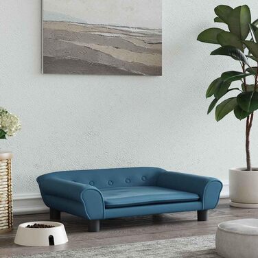 Крісло-ліжко для собак, м'яке ліжко для тварин, лежанка для маленьких собак та котів, блакитний колір, 70 x 48 x 22 см, з велюру