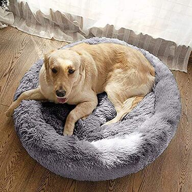Кругле м'яке ліжко для собак та котів, Ø 60/100 см, світло-сірий колір