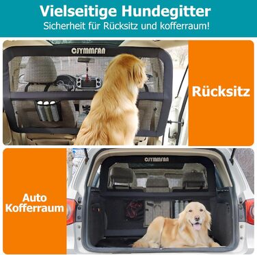 Сітка-перегородка для собак у машину CJYMMFAN - універсальна, для заднього сидіння та багажника, з металевим каркасом та прозорим сіткою
