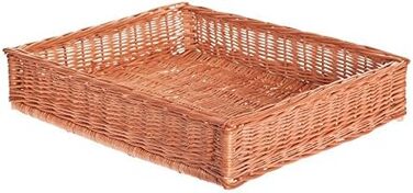 Корзина для собак та котів з ротангу, лежанка, гніздо, 60x50x18 см (натуральний колір)