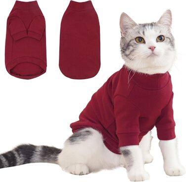 Пуловер для кота Сфінкс, теплий, червоний (M) - одяг для безшерстих котів