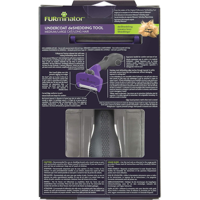 FURminator інструмент для видалення шерсті котам середніх та великих порід з довгою шерстю, версія 2.0