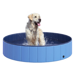 PawHut Dog Pool Великий басейн для собак Дитячий басейн ПВХ Wood Blue Ø140xH30 см ідеально підходить для літа