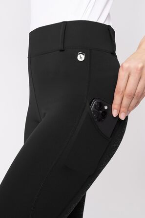 Легінси для верхової їзди HORZE DEA, чорні, з повним сидінням та кишенею для телефону, 40 розмір