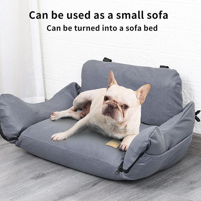 Автокрісло для собак, автокрісло для маленьких собак, сіре, з ременями безпеки та кишенями для зберігання. Водонепроникне та пральне автокрісло для собак.