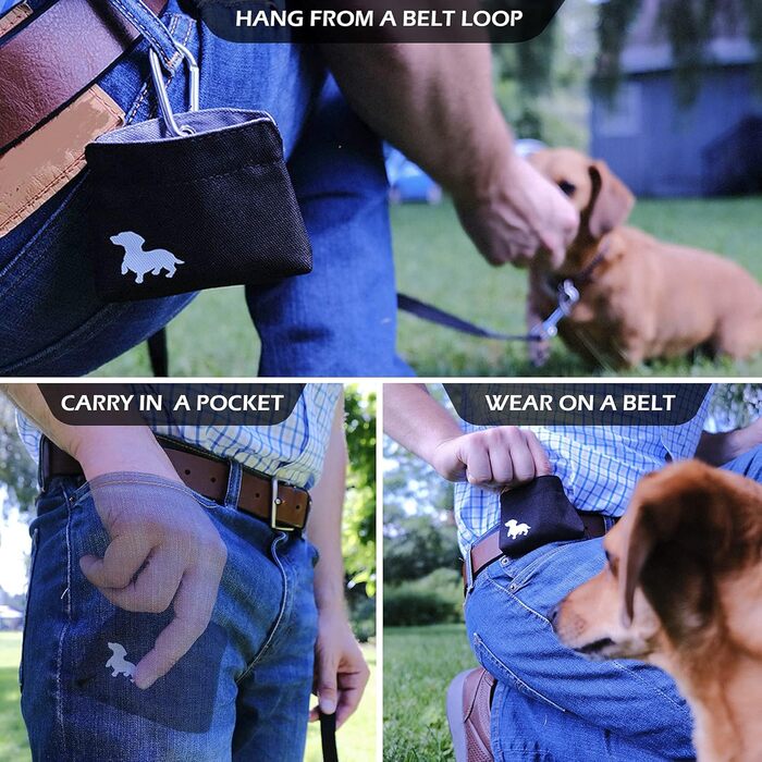 Сумка для ласощів для собак Swaggly – чорна з червоною/каштановою внутрішньою стороною, з магнітною застібкою