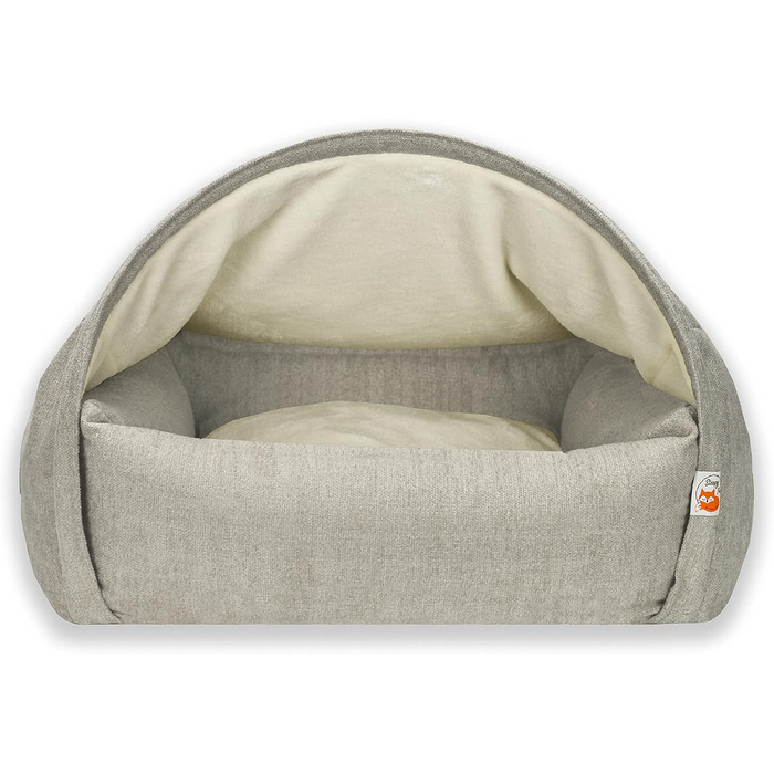 Sleepy Fox® Преміум ліжко-печера для собак та котів - нагороджений дизайн (Large/XL: 110x85x65 см, Кремовий жаккард)