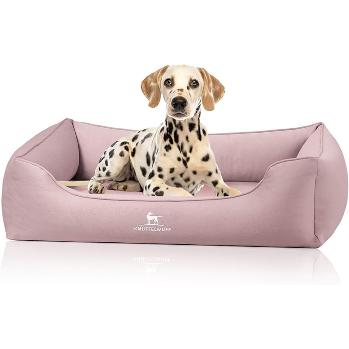 Ортопедичне собаче ліжко Knuffelwuff Oliver, M-L: м'яке, водонепроникне, з ефектом замші, з піною з пам'яті, для собак маленьких та великих розмірів (120 x 85 x 25 см, Рожевий)
