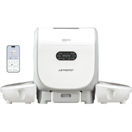 Автоматичний лоток для котів AstroPet 101L з самоочищенням, килимком, керуванням через додаток, великий XXL, для кількох котів, з двома входами, UV-стерилізація, дезодорація негативними іонами кисню, сірий