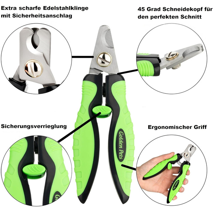 Ножиці для обрізання кігтів Golden Pets Profi Krallenschere + Feile з унікальним кутом 45° та пилочкою для безпечного догляду за кігтями тварин