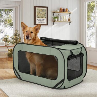 Складана переносна переносна коробка для собак та котів, 94 x 53 x 53 см, зелена