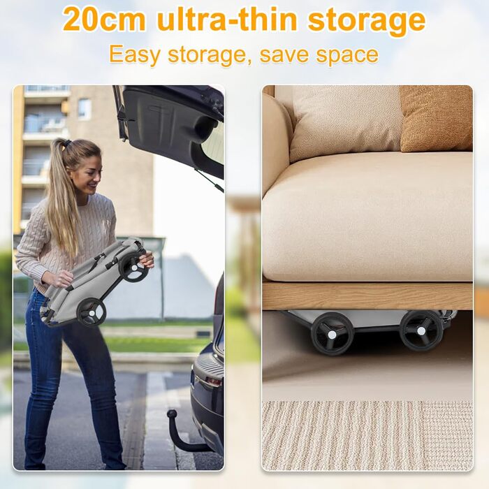 Візок для собак Homewell: багатофункціональний, складний, сірий