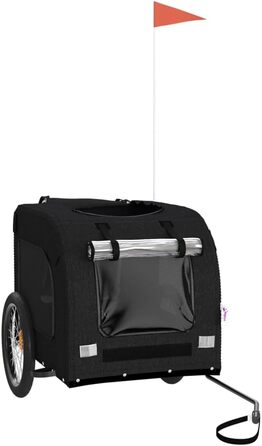 Фургон для собак VidaXL - чорний, 45 кг, з прапором та відбивачами, 69 x 133.5 x 73.5 см