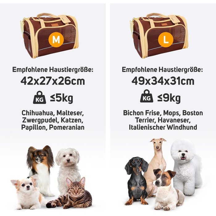 Транспортна переноска для котів та собак PETPROVED (L, Колір: Коричневий) 42 x 29 x 28 см