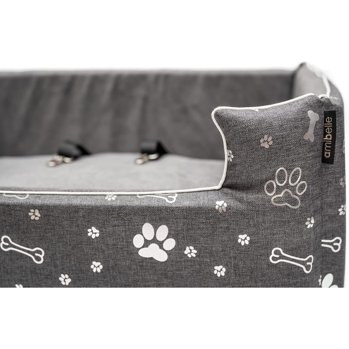 Автокрісло для собак Boutique Zoo | М'яке автокрісло для собак, котів та інших тварин | На заднє сидіння, пасажирське сидіння | Лежанка для собак, переноска для собак | Поліестер, штучна замша | Колір: Сірий | Розмір: M (47x40 см)