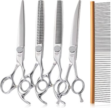 Професійна вигнута ножиця для грумінгу собак і котів, 440C сталь, 20.3 см (8'')
