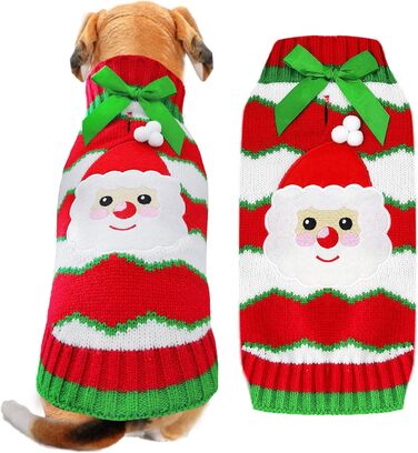 Пуловер для собак на Різдво: Костюм Святого Миколая для собак, малого, середнього та великого розміру. Червоний пуловер з повідком та отвором для хвоста. Ідеальний одяг для домашніх тварин. Розмір L.