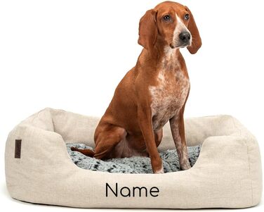 Кругле ліжко для собак та котів Lionto з м'яким двостороннім подушкою, бежеве, 80x60 см