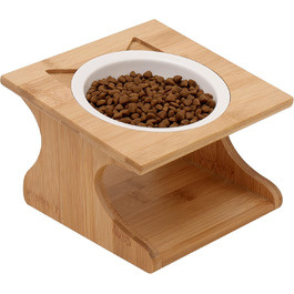 Ергономічна годівниця для котів Limmby з кераміки та бамбукового каркасу | Підвищена годівниця з об'ємом 250 мл