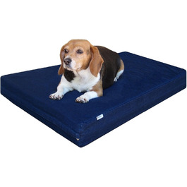 Ортопедичне ліжко для собак dogbed4less з меморі-піни, водонепроникне, знімний джинсовий чохол, для середніх і великих порід, розмір 94×68×10 см