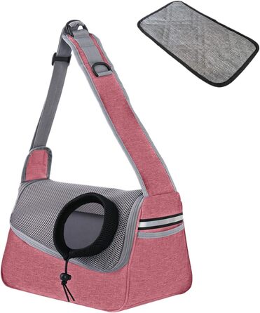 Сумка-переноска для тварин: для котів та собак, рожево-сіра-блакитна, 36x21x19 см