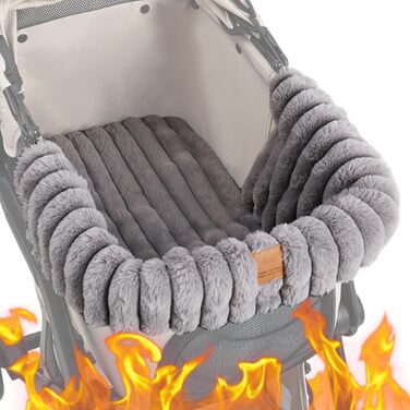 М'яка килимок для візка для дитини та домашніх тварин, теплий плюшевий, з магнітною застібкою, сірий