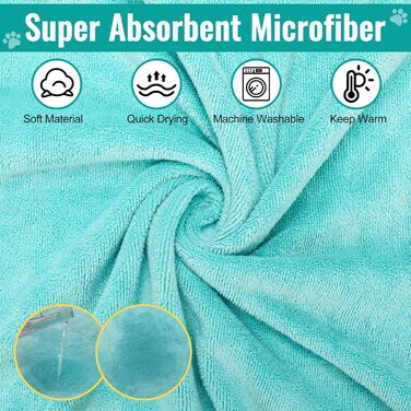 Рушник для собак Hezzuv: ультрапоглинаючий, з мікрофібри, для сушіння після снігу, для цуценят та дорослих, блакитний (S)