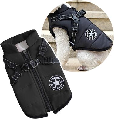 Теплий зимовий одяг для собак, чорний, розмір M (2.3-3.8 кг) - одяг для собак, котів, цуценят